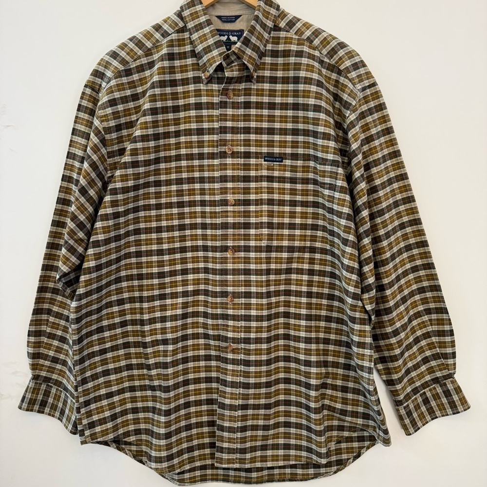 VTG plaid woods and gray long sleeve warm western 100% cotton